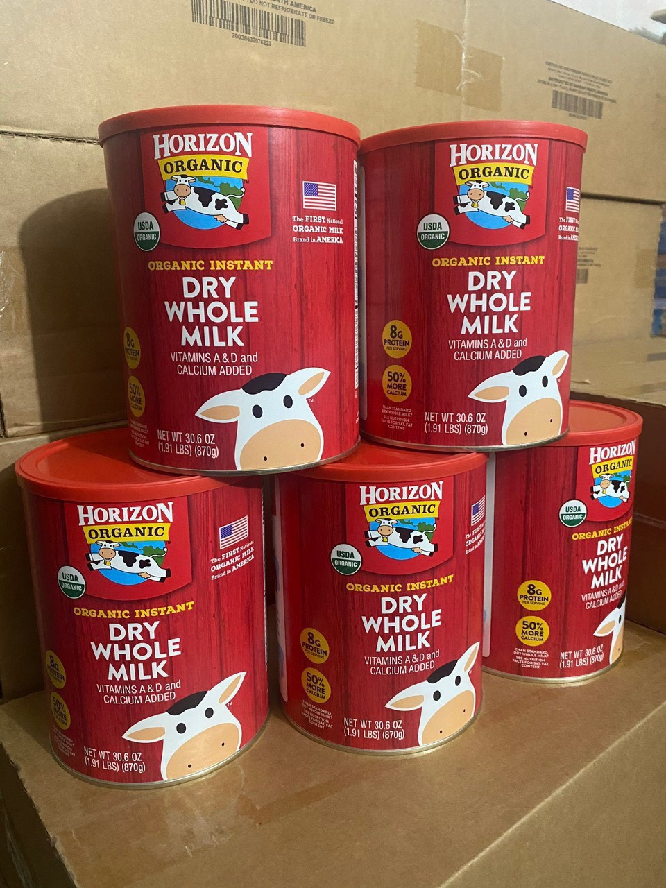 Sữa tươi nguyên kem dạng bột Horizon Organic Dry Whole Milk Mỹ lon (hộp) 870gr - Từ 12 tháng
